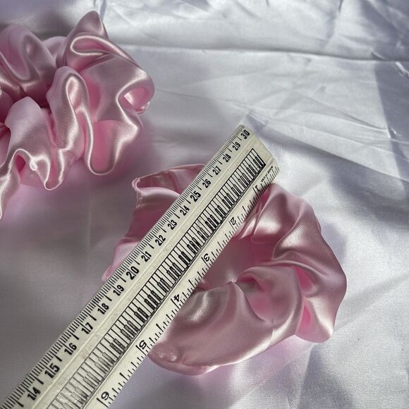 3 New Pink Satin Scrunchies Hair Tie XLarge, Large, Small Set - Picture 16 of 16